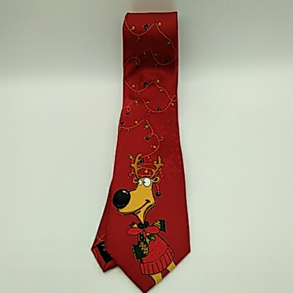 American Greetings mens tie Reindeer Lights NEW - Picture 1 of 4